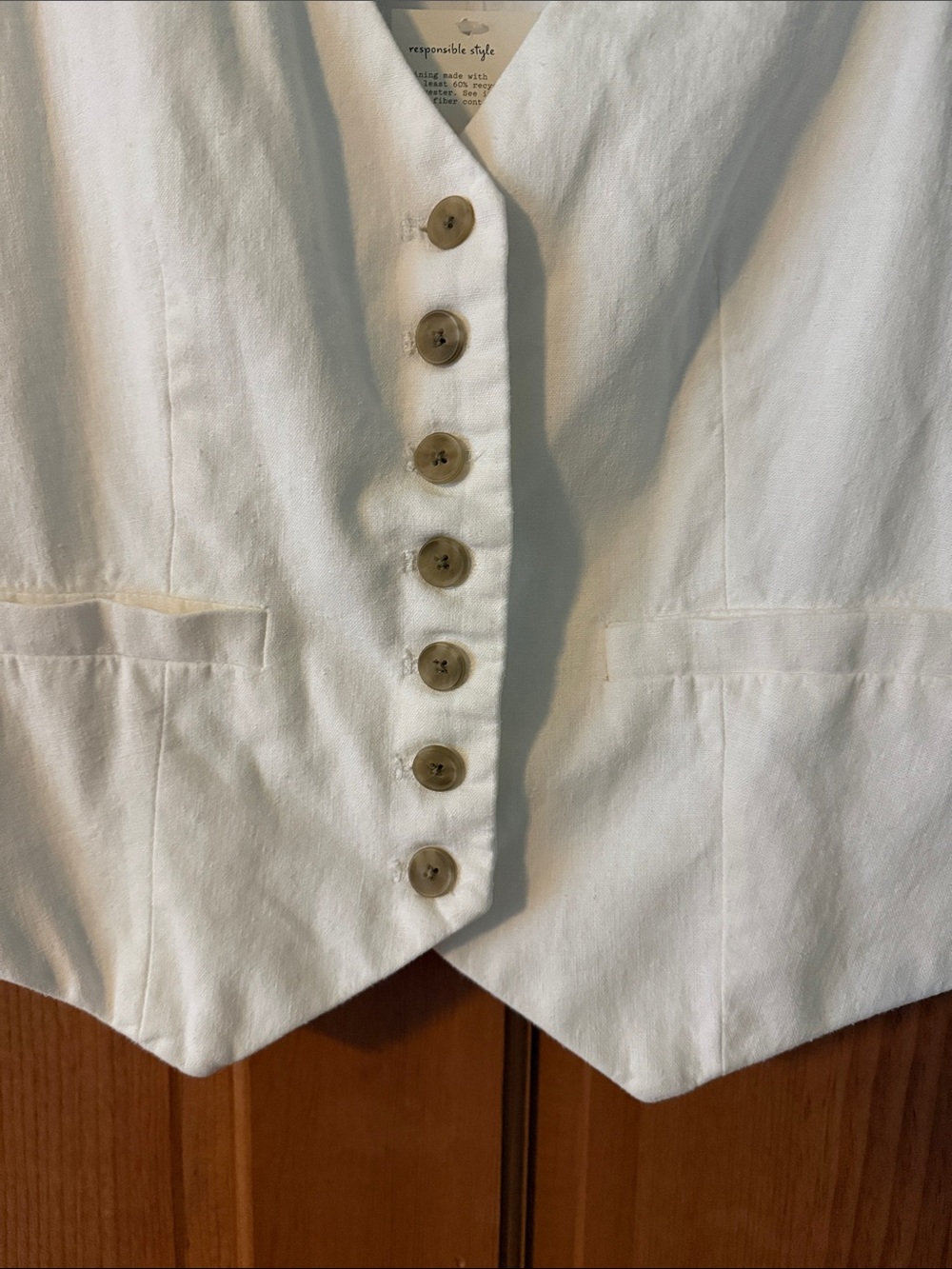A New Day Classic White Women's Size Extra Small XS Linen Vest NEW NWT - Picture 2 of 7